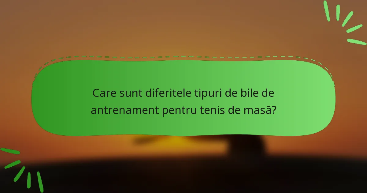 Care sunt diferitele tipuri de bile de antrenament pentru tenis de masă?