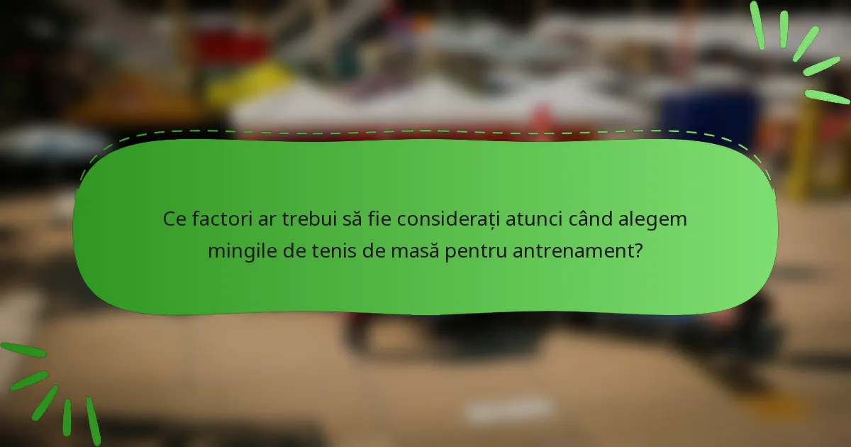 Ce factori ar trebui să fie considerați atunci când alegem mingile de tenis de masă pentru antrenament?
